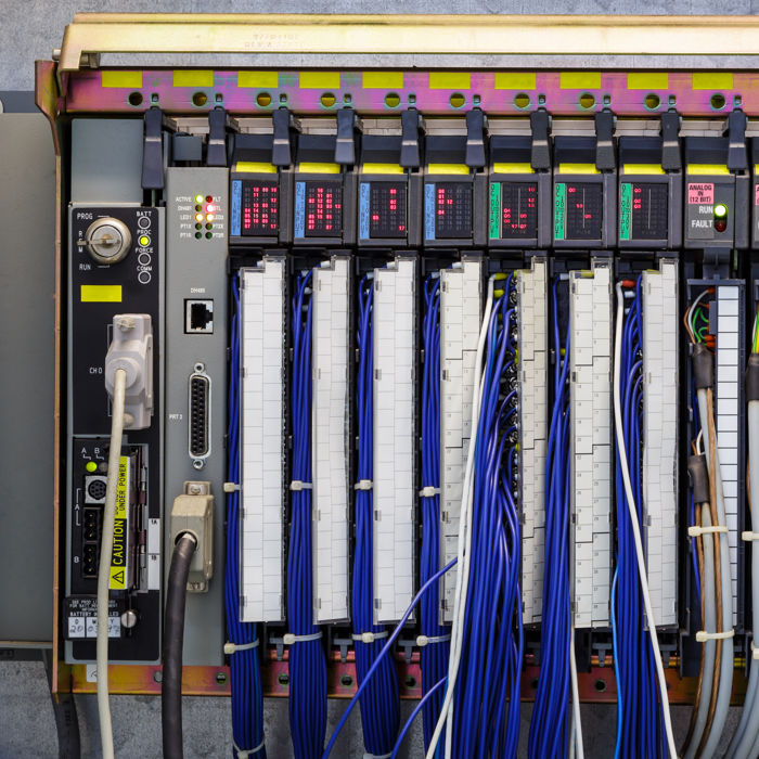 Close up of operating PLC system